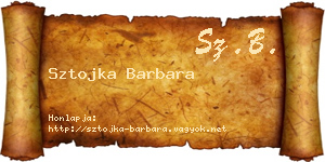 Sztojka Barbara névjegykártya